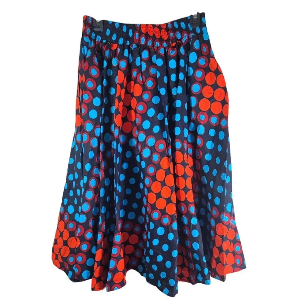 NF Flare skirt elastic waist belted knee length polka‎ dot one size60